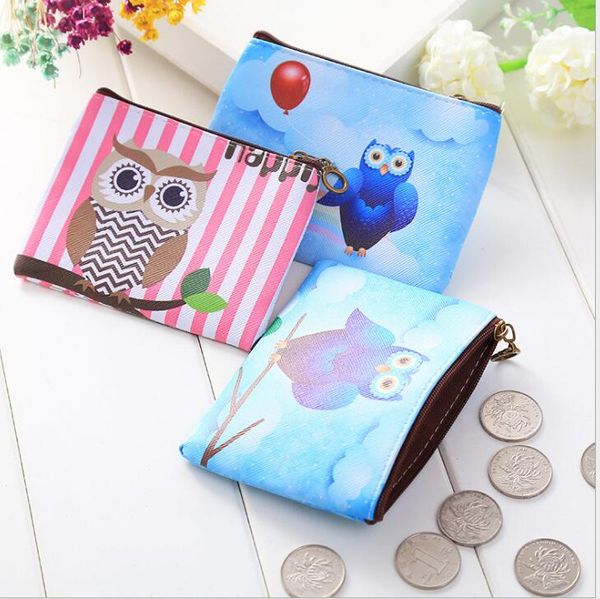 Hibou changement sacs à main créatif dessin animé mignon enfants femmes porte-monnaie en cuir pu frais porte-monnaie bébé argent pochette sac