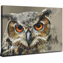 OWL Decor Art Wall Owl Mur Wall Decor Bird Tolevas Impressions décorées peintes d'œuvres d'art encadrées pour salle de bain chambre