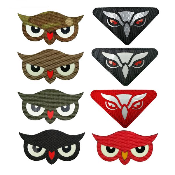 Hibou aigle yeux réfléchissants IR Patch 3d PVC Eyes de chat lumineux Cat tactique Badge de brassard militaire Hook Finner en tissu Autocollant Applique