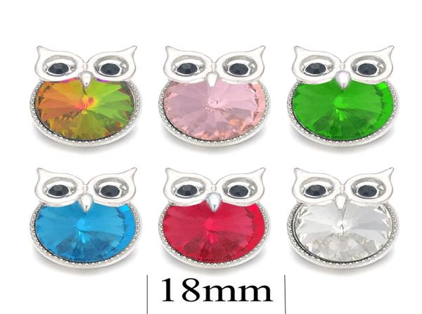 Hibou fleur w431 cristal 3D 18mm bouton pression en métal pour Bracelet collier bijoux Interchangeables femmes accessoire Findings3491903