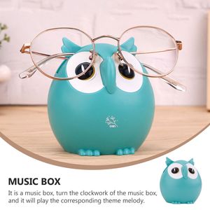 Uil Music Box Home Decor Telefoonhouder Modellering Tablet Standglazen frame bureaublad plastic kind