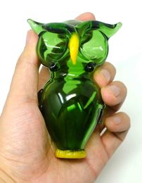 Tuyau en verre design en forme de hibou avec pot à deux chambres, tuyau à main en verre, couleur verte, expédié depuis le vendeur local des États-Unis