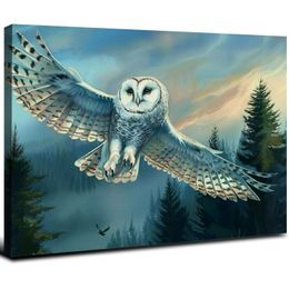 Owl Snowy Forest Sky Tolevas Art - Decor Decor Wall Art Print Affiche PEINTOL