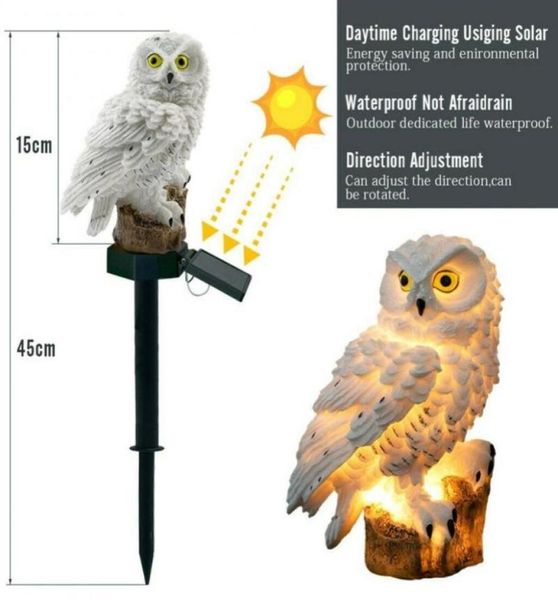 Owl Solar Light with Solar LED LED Owl Fake Impermeable luces solares solares Solar Owl Owl Bird Bird Outdoor Garden Lámparas de jardín 5342310