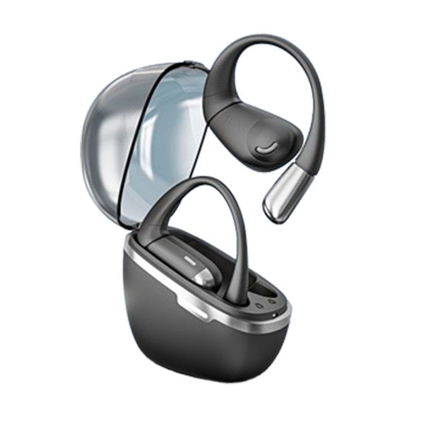 OWS Auriculares Bluetooth Auriculares inalámbricos Auriculares estéreo de alta configuración Auriculares compatibles con deportes para Xiaomi Samsung Iphone Estuche de carga transparente de TPU