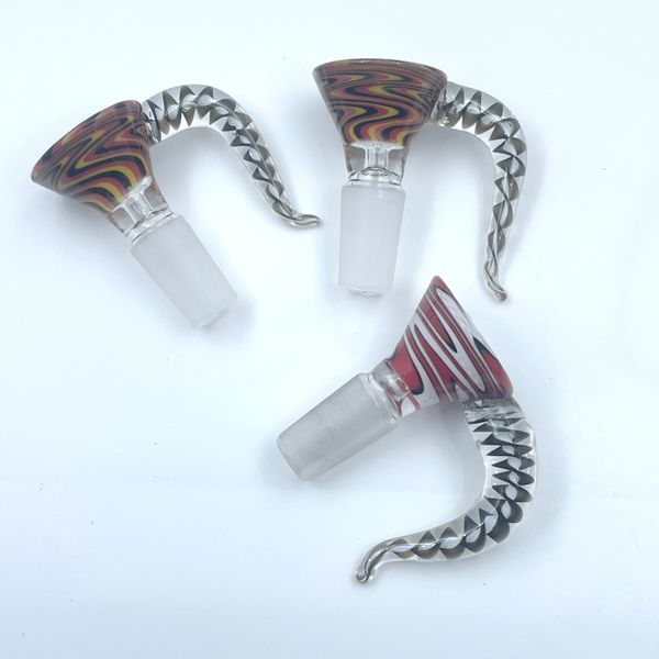 Ox Horn Tige Perruque Wag Bol En Verre 14mm 18mm Couleur Mâle Heady Bol De Fumer Pièce Accessoires De Fumer Pour L'eau Bongs Dab Huile Rigs Tuyaux