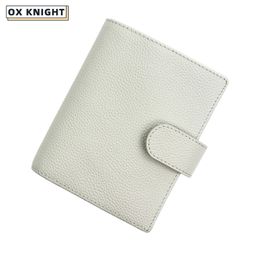 OX KNIGHT A7 Cubierta para cuaderno Planificador estudiantil de cuero de grano granulado con anillos de plata reemplazables de 19-25 mm Suministros escolares de oficina 240116