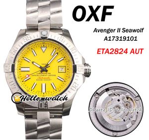 OXF New II Dive Seawolf 45 mm A17319101I1A1 ETA2824 Montre automatique pour homme Cadran jaune Marqueurs de bâton Top SS Bracelet en acier Montres Hello_Watch