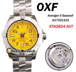 OXF NOUVEAU II DIVE SeaWolf 45mm A17331101 ETA SA2824 Automatique Mens Montre Jaune Cadran Jaune 5ATM Bracelet en acier inoxydable Montres Sport Hello_Watch