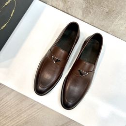 Oxford 5A Originele herenontwerper Dress Shoes Luxe Formal Business Slip op vol graanleer Minimalist voor mannen