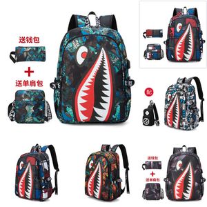 Mochila para niño Oxford Cloth Shark para estudiantes de primaria y secundaria, grados 4, 5 y 6, mochila versátil personalizada 231008