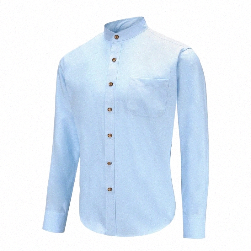 Oxford Cott Stand Okoł Koszulki dla mężczyzn Klasyczne formalne odzież busin męska jesień prosta luźna koszula Chemise hombre 02gn#