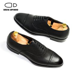 Oxford Men Saviano Elegent oncle Dress Mariage formel Best Man Shoe Business Office authentique cuir Designer Mans Chaussures