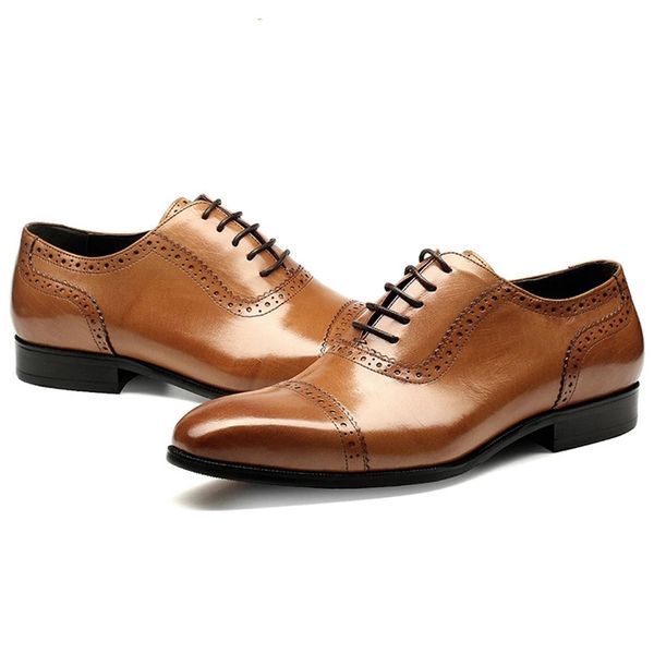 Oxfords hommes chaussures habillées Oxfords Vintage élégant bout pointu à lacets chaussures richelieu d'affaires