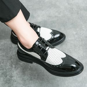 Oxfords chaussures pour hommes noir blanc à lacets bout rond affaires hommes chaussures habillées taille 38-47 livraison gratuite