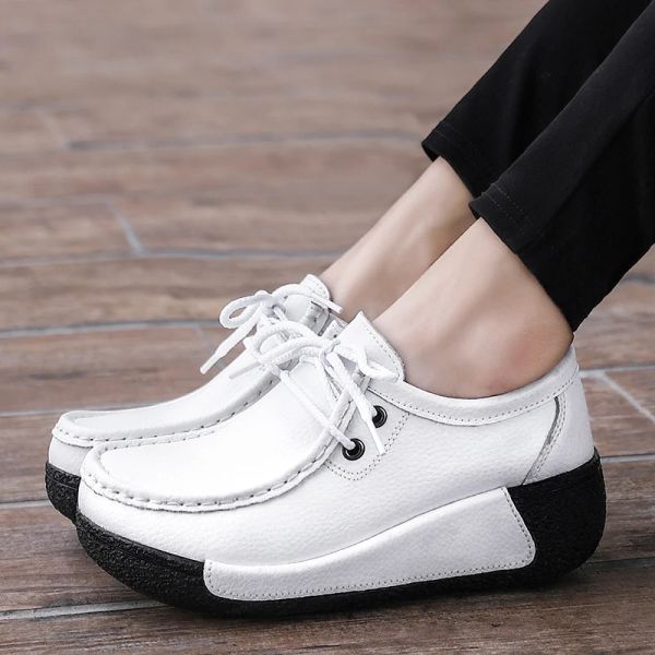 Oxfords winter coin talons chaussures plates pour femmes mots de plate-forme femme lacets up oxford chaussures with pavakels dames en peluche chaussures de bateau en cuir