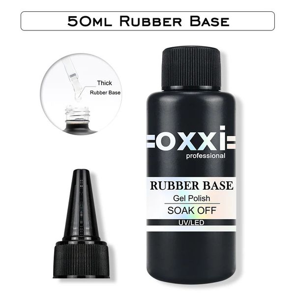 Base en caoutchouc épais OXXI et vernis à ongles gel sans essuyage Dernière couche de finition pour nail art de 50 ml et couche de base Gellac Vernis uv semi-permanent 240108