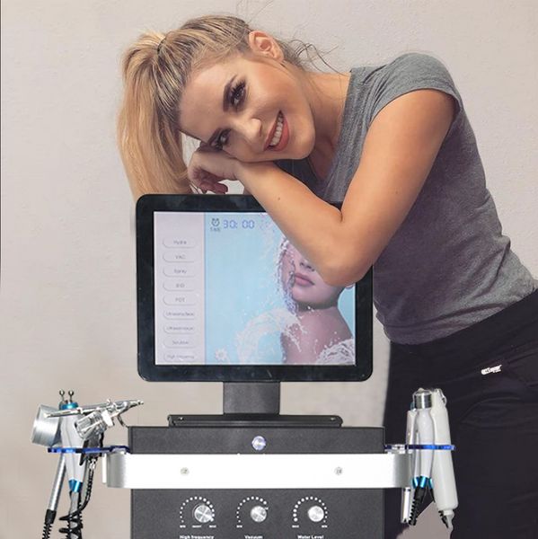 Oxígeno Agua facial Aqua Jet Peel con PDT Ultrasonido ligero Depurador de piel Vacío Poros Limpieza facial Hidrodermoabrasión Microdermoabrasión