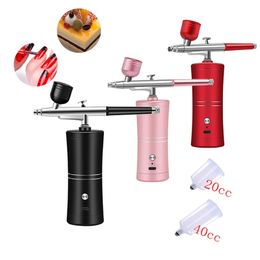 Inyector de oxígeno Mini kit de compresor de aire Aerógrafo Pistola pulverizadora de pintura Aerógrafo para arte de uñas Tatuaje Artesanía Pastel Nano Niebla Pulverizador 240318