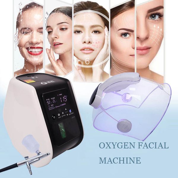 Oxygen Jet Face Therapy Mask Dome O2Toderm Oxgen Dome Spray Aqua Skin Oxygen Led Light Therapy Jet Peel Machine