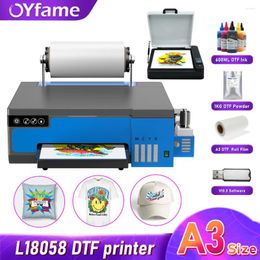 Oyfame A3 DTF -printer met ovenbundeloverdrachtsmachine voor donkere en lichte stof XP600 -afdrukken