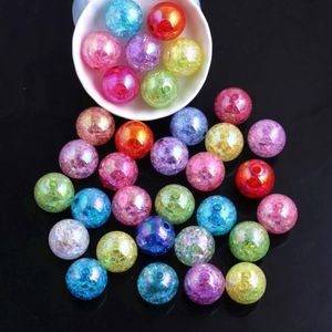 Oykza bijoux de mode acrylique rond Crackle AB perles pour collier gros