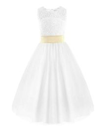 Oyolan fleur robe de mariée blanc première communion formelle dentelle princesse robe de bal longues robes enfants soirée robe formelle pour Weddi Q6955721