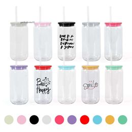 Oz bpa gratis acryl libbey plastic met stro mason jar cups single muur bier blik mokken voor uv dtf print sap cup