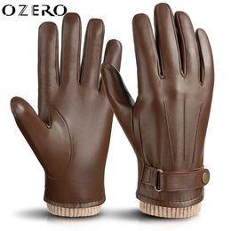 Ozero Mens Fashion Glants chauds véritables écran tactile en cuir Business d'hiver imperméable Sports Gants de doigt complet 5022 231221