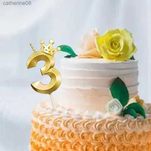 Ozgw Bougies Couronne Digital Bandle Childrens Couronne d'anniversaire Créative Candle Party Cake Decoration Gold 0-9 Birthdle Candle D240429
