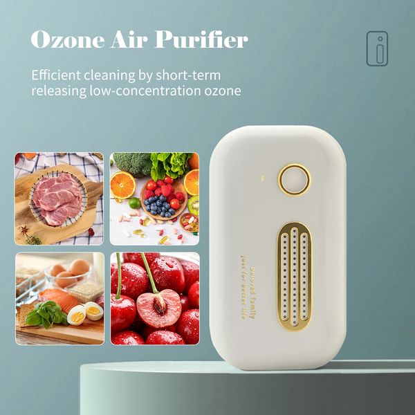 Générateur d'ozone Mini Purificateur d'air USB ODOR RECHARGÉable Eliminator Bedroom Purificateurs d'air pour les animaux de compagnie des caractéristiques Odeurs de réfrigérateur 240318