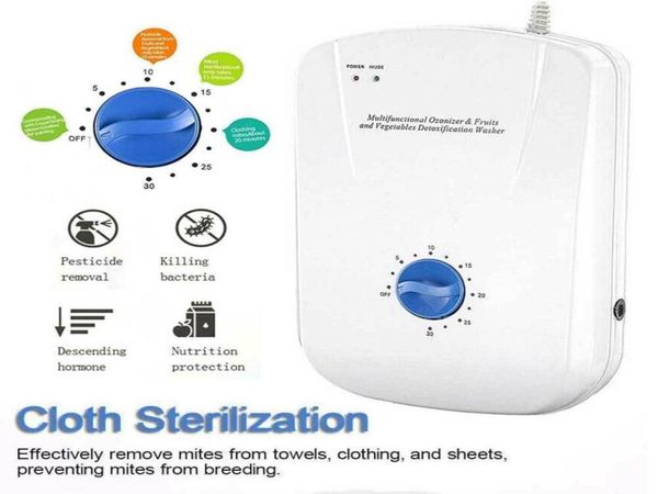 Générateur d'ozone Lave-légumes Ozonateur Purificateur d'air Eau Fruits Stérilisateur alimentaire 220V 18W 400mgH Filtre à oxygène à usage domestique Machine5896033