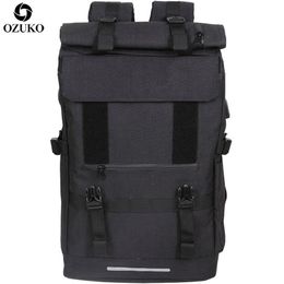 OZUKO 40L grande capacité voyage sacs à dos hommes USB Charge sac à dos pour ordinateur portable pour adolescents multifonction voyage mâle sac d'école 211203260B