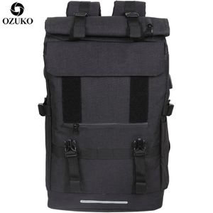 Ozuko 40L Sac à dos de voyage à grande capacité Men USB Charge ordinateur portable sac à dos pour adolescents Multifonction Travel Male Bold Bag 211203 311S