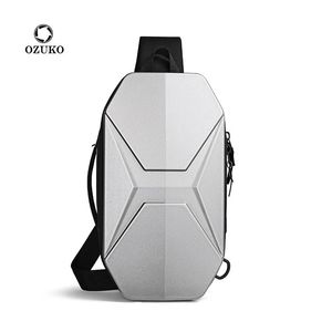 OZUKO Anti-vol poitrine sac mâle étanche sacs à bandoulière hommes mode court voyage sac de messager USB charge sac à bandoulière adolescent 240322