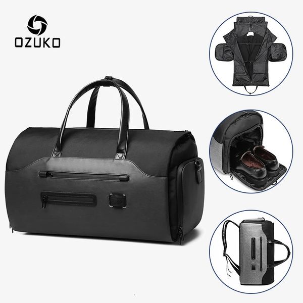 OZUKO multifonction hommes costume stockage sac de voyage grande capacité bagages sac à main mâle étanche voyage sac polochon chaussures poche 231227