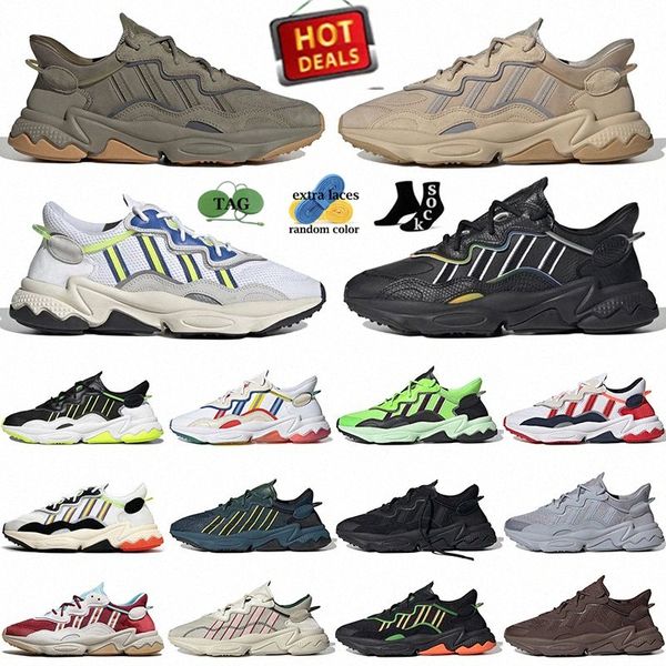 Ozweego Chalk White Core Black Carbon Mesh Chaussures de course Pale Nude Grey Bliss Trace Cargo Wonder Pearl Saint Valentin Solar Green Street homme wom 81TK #