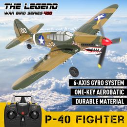 P-40 RC Vliegtuigen P40 Vechter 400mm Spanwijdte 4CH 6-Assige Gyro One-Key U-Turn Aerobatic RTF RC Vliegtuig Model Outdoor Speelgoed 240318