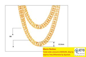 P classique cubain lien chaîne collier Bracelet ensemble fin 18k véritable or massif rempli mode hommes femmes 039 S bijoux accessoires