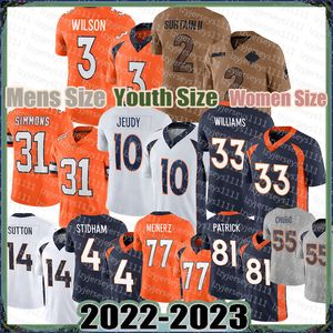 P.J. Locke Football Maillots Russell Wilson Jerry Jeudy Denvers Pat Patrick Surtain II Broncoes Justin Simmons Courtland Sutton Javonte Williams Tim Patrick