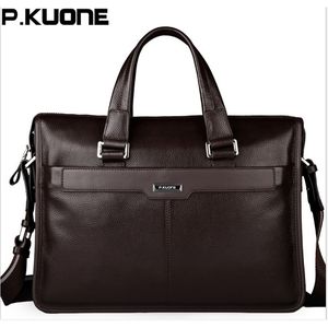 PKUONE Hommes Sac à bandoulière Sac à bandoulière en cuir véritable pour hommes Sac à main pour homme pour ordinateur portable 156 'ordinateur portable sac à main 210302