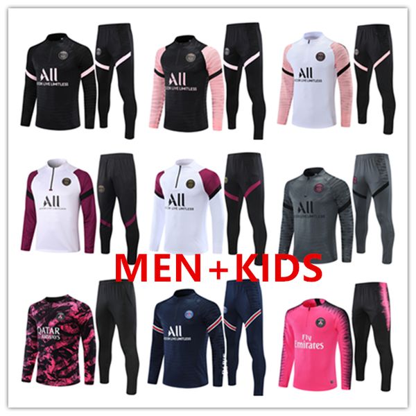 P SG 21 22 Chándal clásico para hombre traje de entrenamiento de fútbol tuta maillot jersey chaqueta kit Paris 23 24 psgES mbappe hombres + niños chándales de fútbol jogging survetement chandal