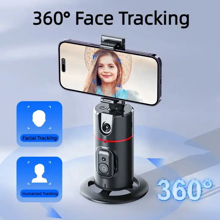 P02 AI Intelligent Tracker 360 graus Auto Face Tracking Wireless Smart Rotation Desktop Selfie Gimbal Stabilizer para Smartphone Tik Tok transmissão ao vivo