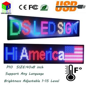 P10 SMD Outdoor Full Color LED Sign 40x8 Inch USB Programmeerbare Rolling Informatie 1000x200mm LED-display