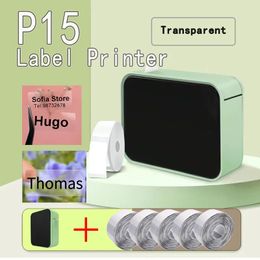 P15 Transparant label Printer Mini Wireless Bluetooth -etiketteringsmachine vergelijkbaar als D110 Handheld Lucentienaam Sticker 240426