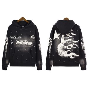 P17NIC Rock Hip Hop Street Hell Star Hoodies Ensemble Lavé Flamme Lettre Imprimer Pull À Capuche Hommes Femmes Rétro Alphabet Imprimer Sweatshirts