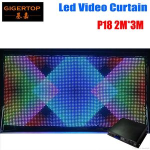 Cortina de vídeo LED P18 2M 3M, cortina de visión LED de envío rápido con controlador SD de PC de línea profesional para fondos de DJ, pantalla LCD 1875