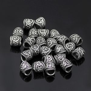 24 pièces breloques en perles de Runes Viking en argent et or pour bracelets, pendentif, collier, barbe ou cheveux, argent
