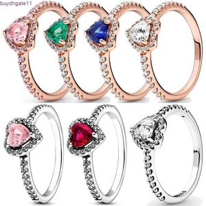 P1L3 Ring 925 Sterling Zilver Nieuwe Mode Dames Verhoogd Rood Groen Blauw Roze Hart Geschikt voor Originele Pandora een Speciaal Cadeau Dames