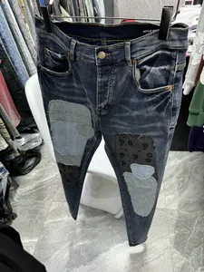 p24000 PAARS Heren jeans van hoge kwaliteit Distressed Motorcycle biker jeans Rock Skinny Slim Gescheurde gatstreep Modieus slangenborduurwerk Denim broek